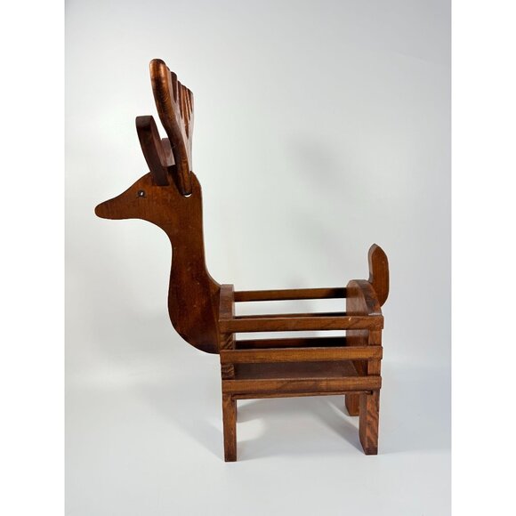 Reindeer Basket Vintage Handmade Wooden Rudolph Holiday Pinecone Ornaments or Pl - Picture 2 of 16